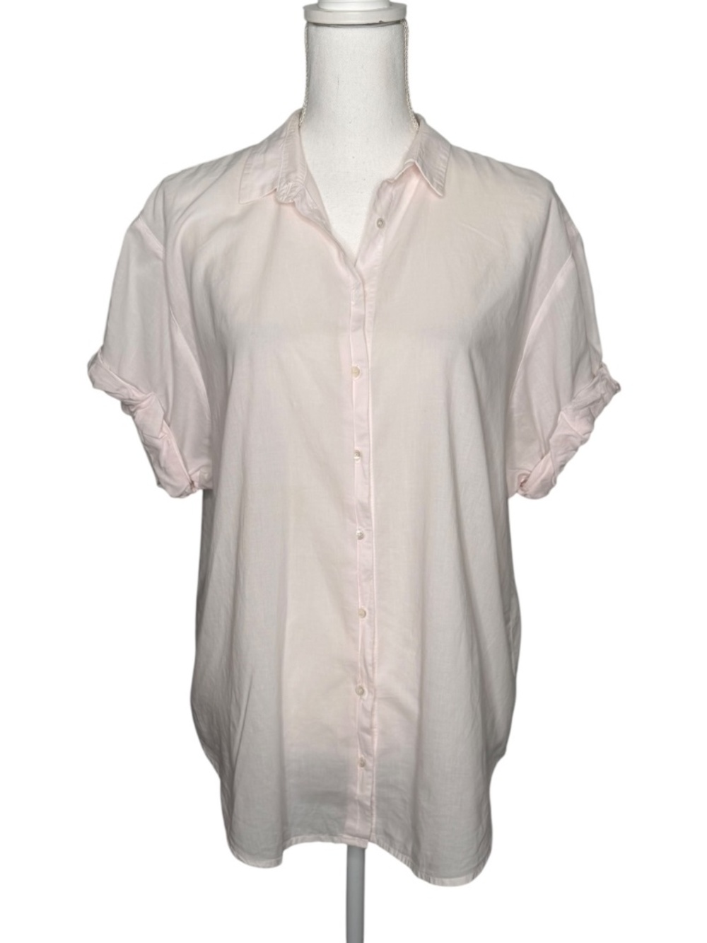 Xirena Channing Short Sleeve Button Front Shirt LT Pink S